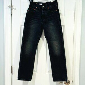 NWT Levi’s 501 Original High Rise Button Fly Jeans Black 25x28 Straight Leg